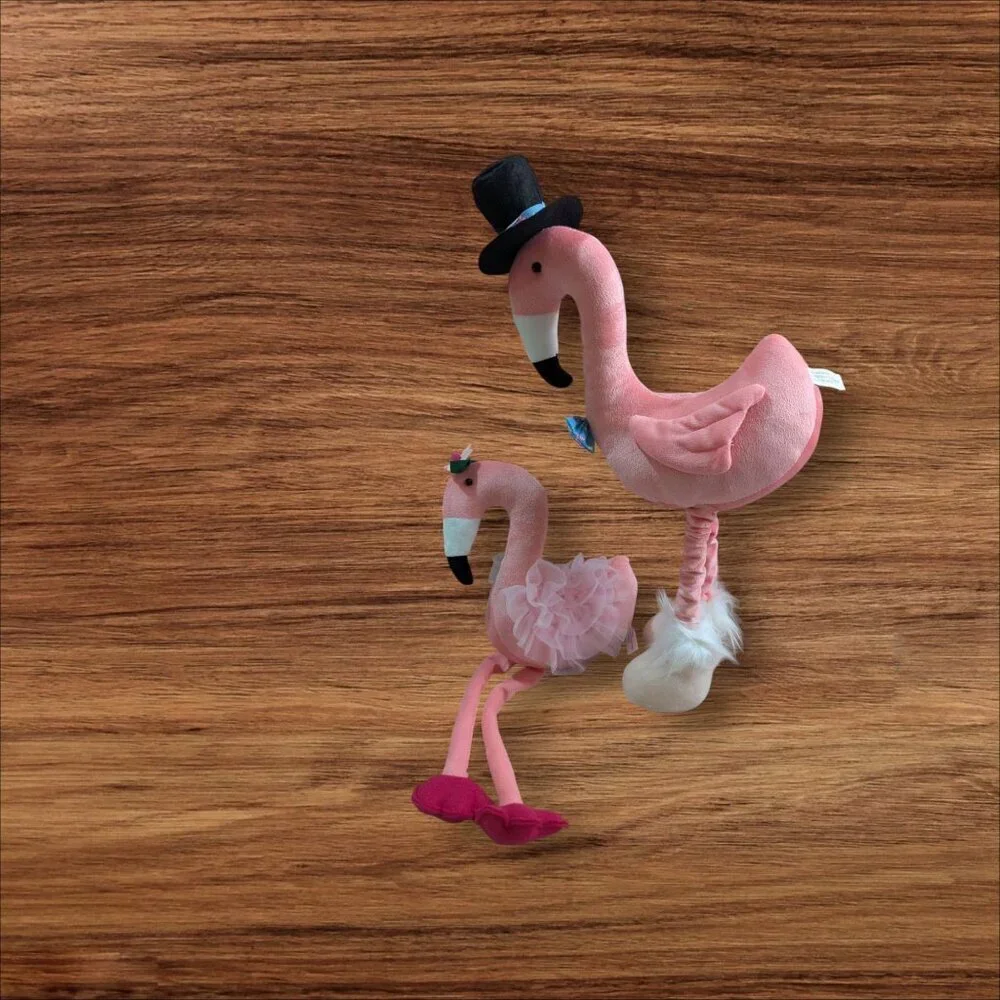 Pink Flamingo Plush Stuffed Animal‎ Set Top Hat Tutu Tropical Decor 22 Inch